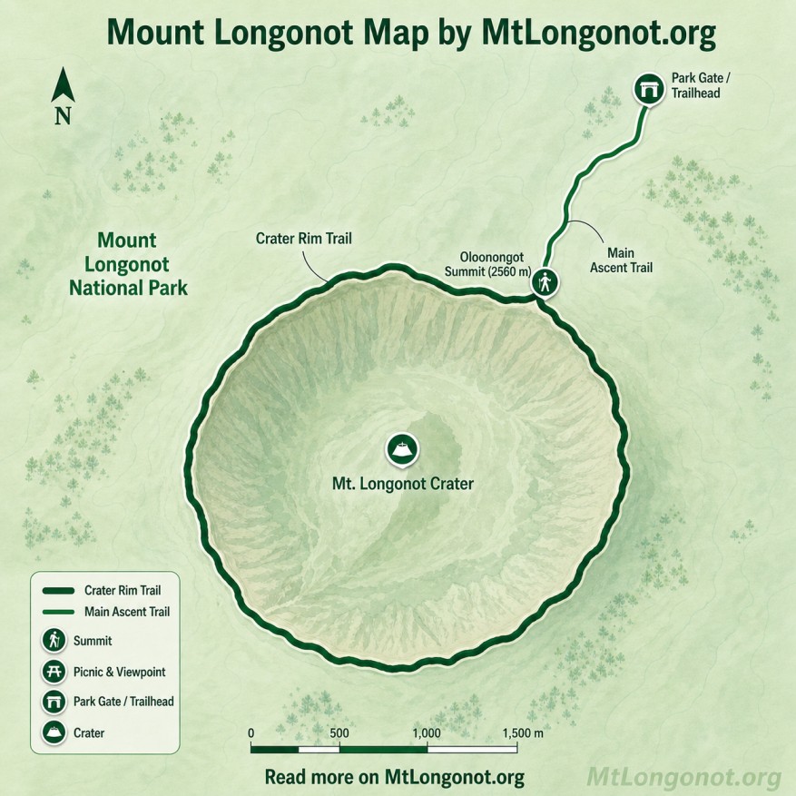 Mt longonot map showing trail for hiking